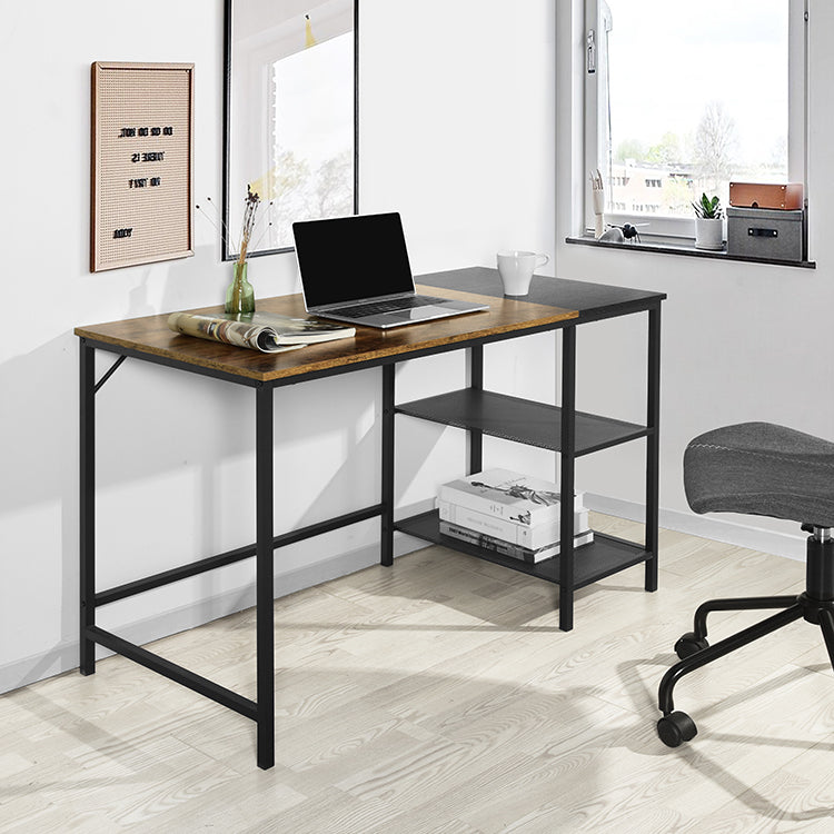 Aigeis Industrial Style Desk with Open Shelves, Perfect for Home Office Setup