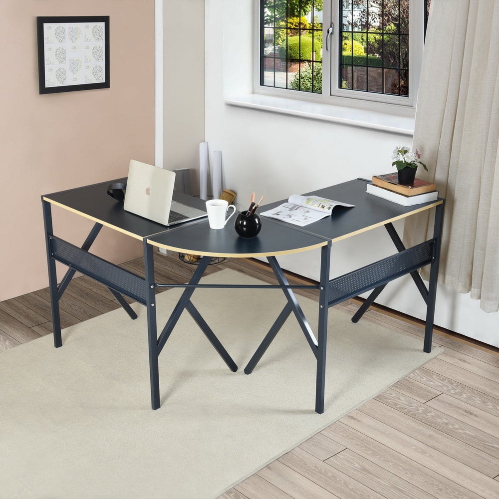 Alisson Modern L-Shaped Corner Desk - Stylish and Functional Office Workspace in Black