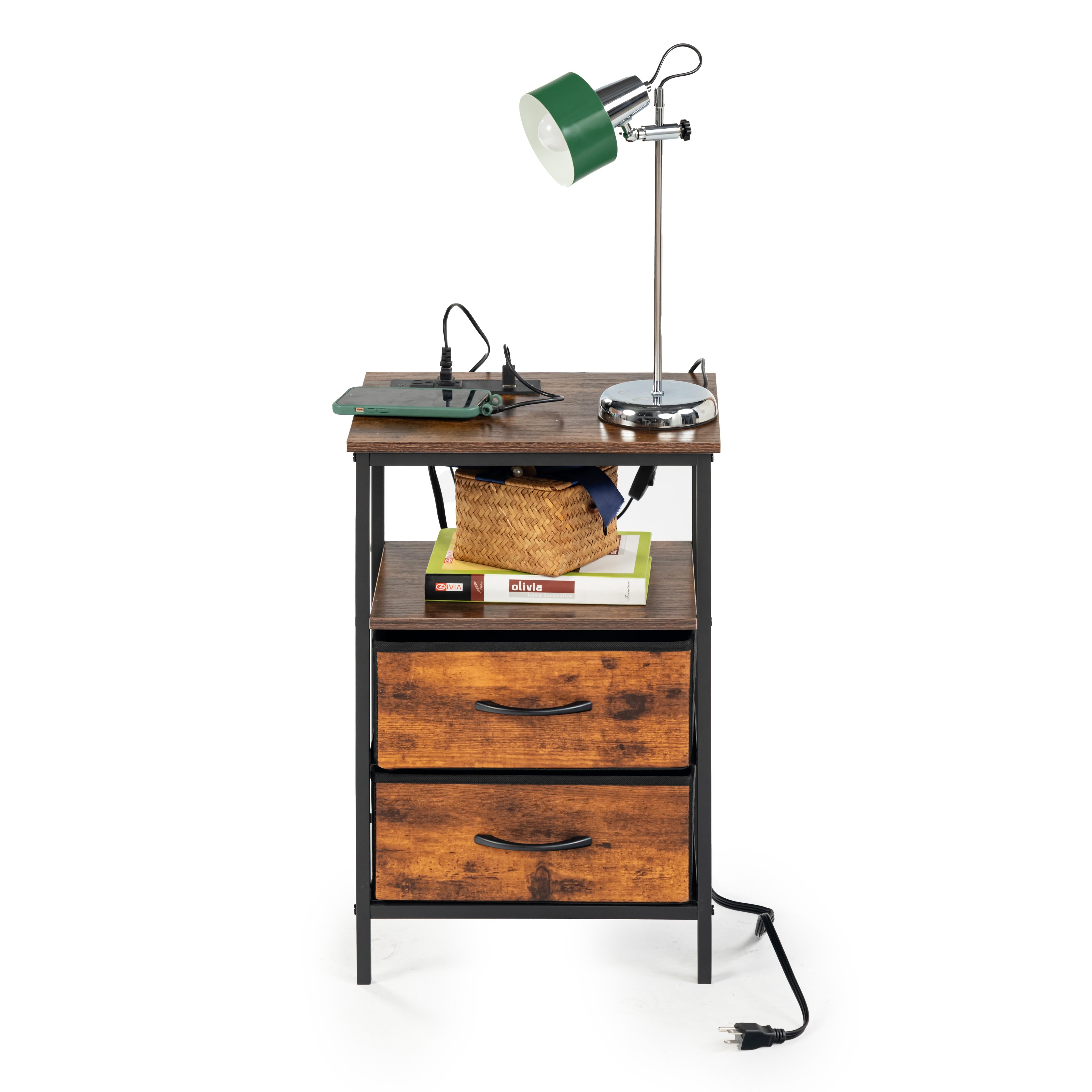 Crimson 2-drawer nightstand with modern design, perfect for stylish bedroom storage.