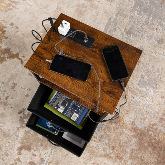 Crimson 2-drawer nightstand with modern design, perfect for stylish bedroom storage.