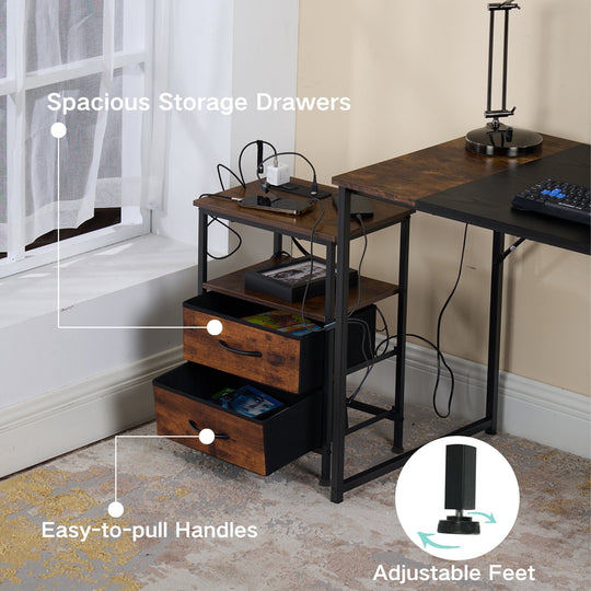 Crimson 2-drawer nightstand with modern design, perfect for stylish bedroom storage.