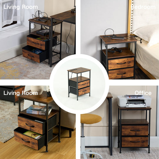 Crimson 2-drawer nightstand with modern design, perfect for stylish bedroom storage.