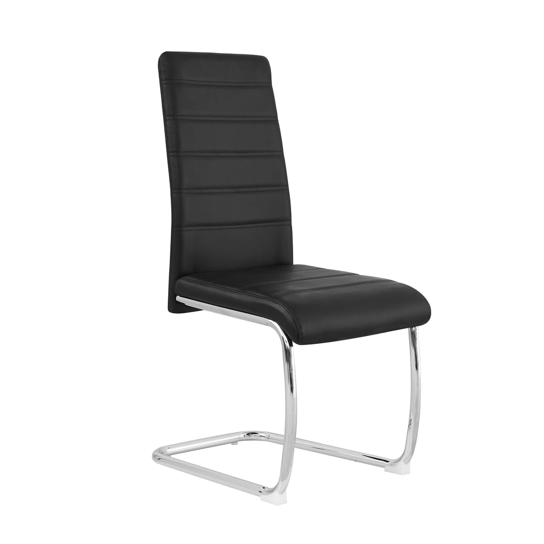 Ann Black PVC Dining Chairs with Curved Backrest and Metal Legs Set of 4