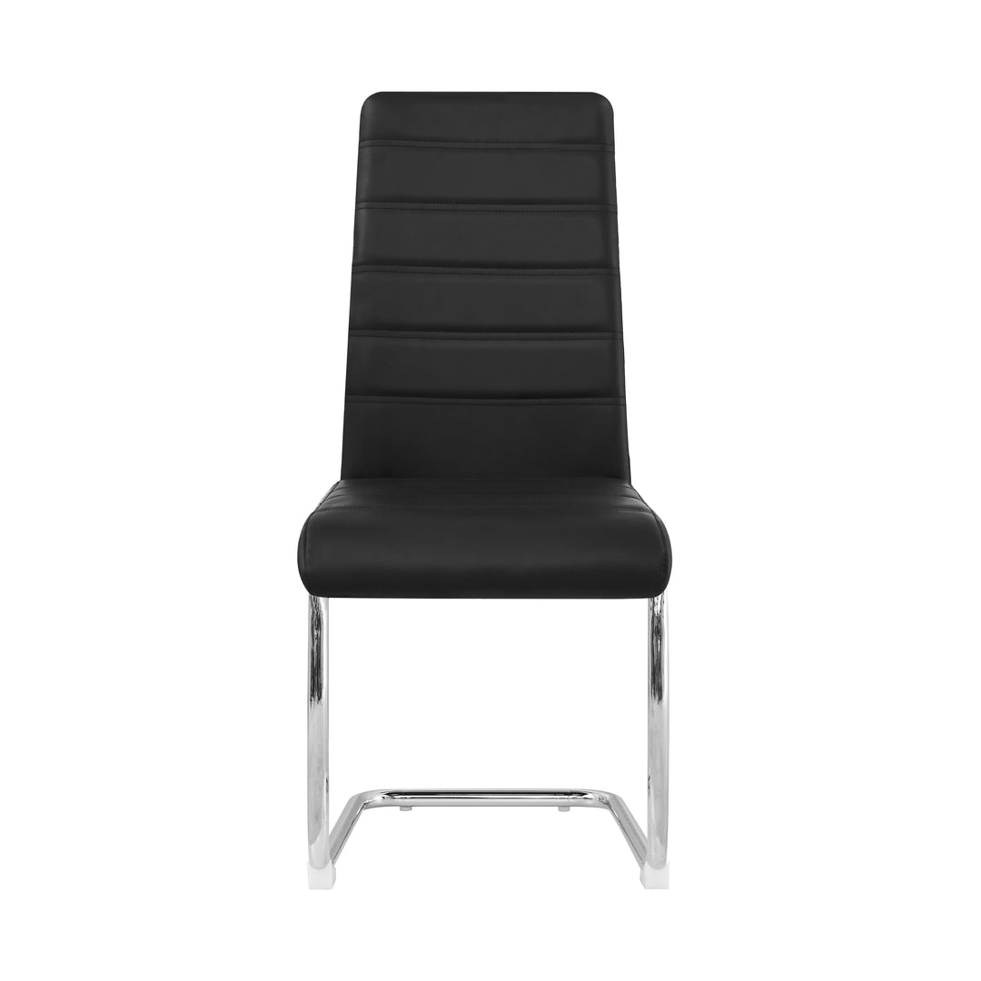 Ann Black PVC Dining Chairs with Curved Backrest and Metal Legs Set of 4