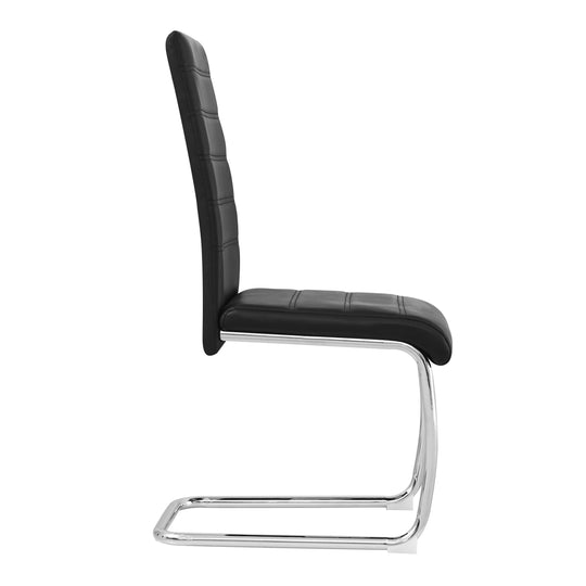 Ann Black PVC Dining Chairs with Curved Backrest and Metal Legs Set of 4
