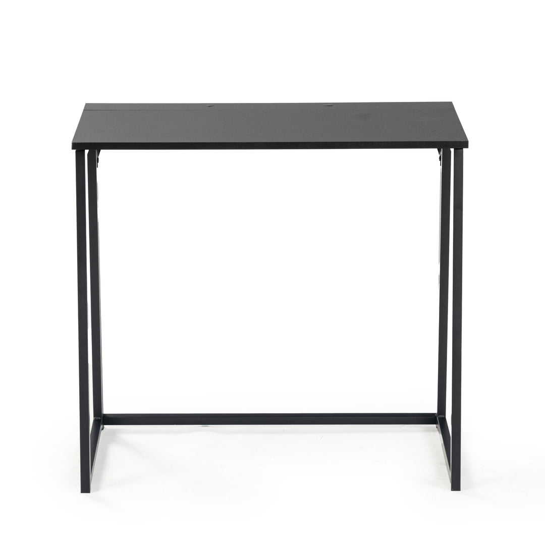 ascoli foldable working table - black wood top - black metal legs space-saving design modern style
