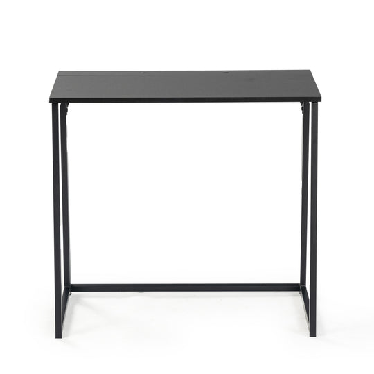 ascoli foldable working table - black wood top - black metal legs space-saving design modern style