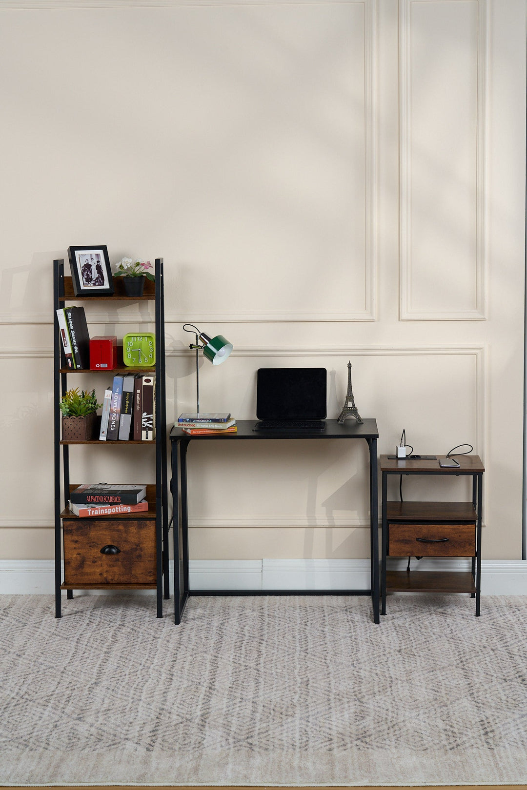 Ascoli Stylish Black Folding Desk for Home Office and Study-HOMY CASA