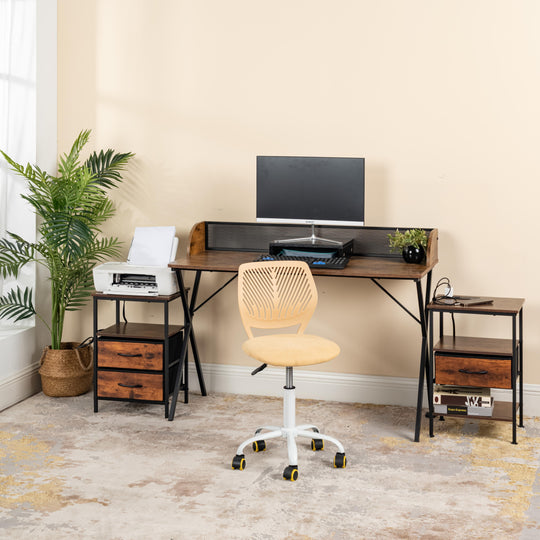 Ava Iron Back Wood Top Office Desk