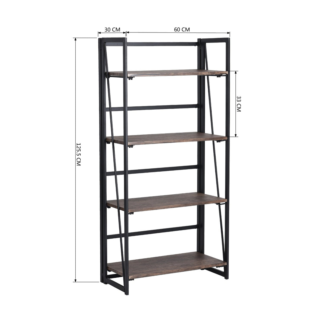 black folding shelf with multiple tiers-tool-free assembly for convenient storage in home or office spaces