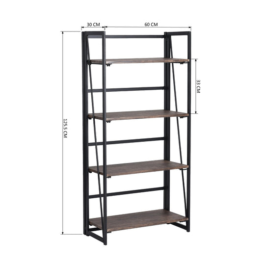 black folding shelf with multiple tiers-tool-free assembly for convenient storage in home or office spaces