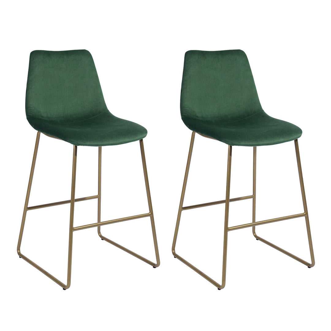 Batassel Modern Square Velet Counter Bar Stools with Back and Gold Leg-HOMY CASA