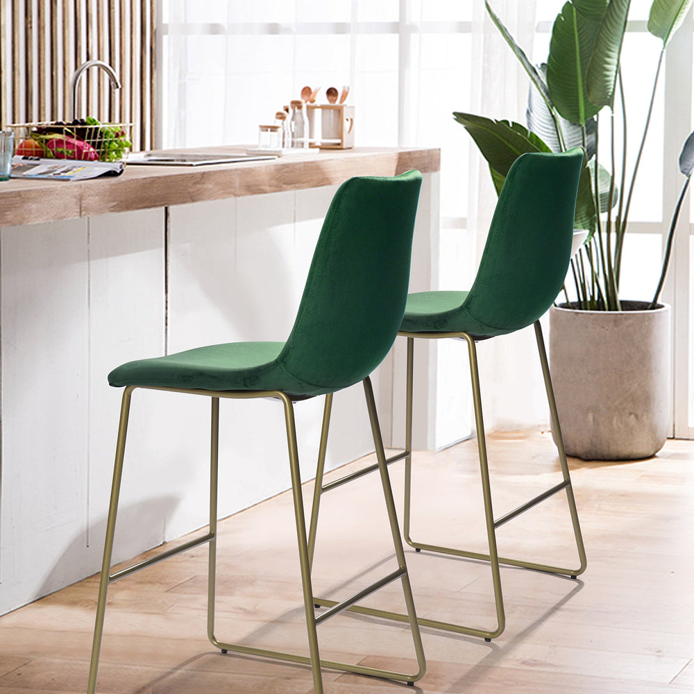 Batassel Modern Square Velet Counter Bar Stools with Back and Gold Leg-HOMY CASA