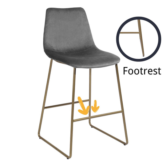 Modern Square Velet Bar Stools with Back and Gold Leg,Set of 2,Counter Height Bar Stool - HomyCasa