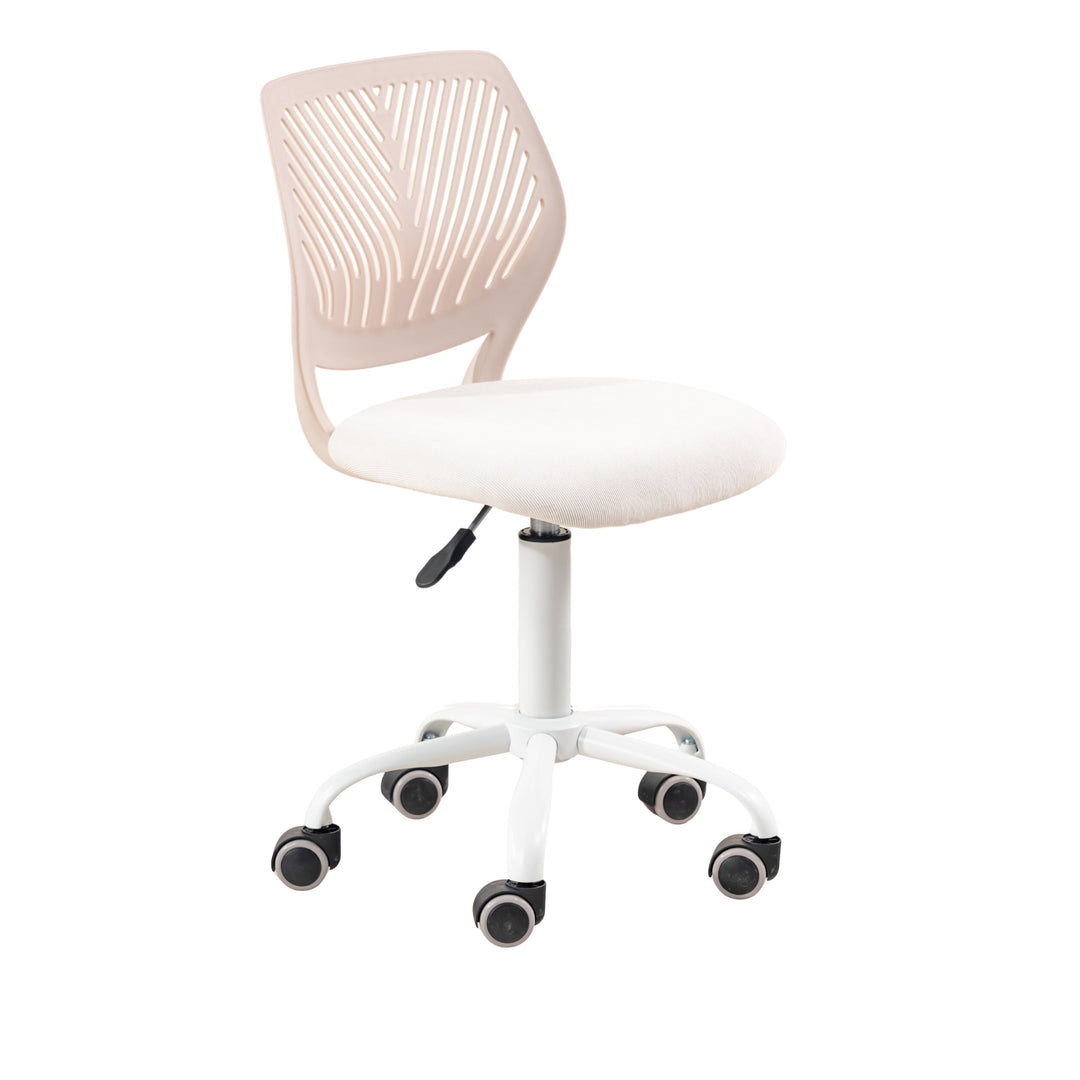 carnation ergonomic office chair - beige corduroy upholstery - black metal legs modern style