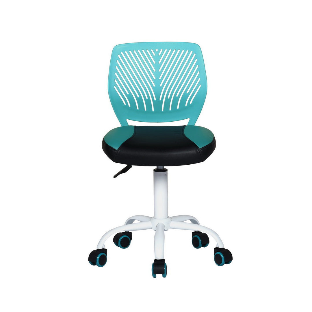 carnation ergonomic study chair - 2 color faux leather upholstery - PP backrest black metal legs modern style