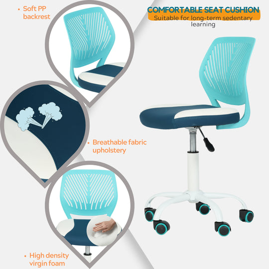 Carnation Ergonomic Study Chair, Faux Leather, Sleek white Frame