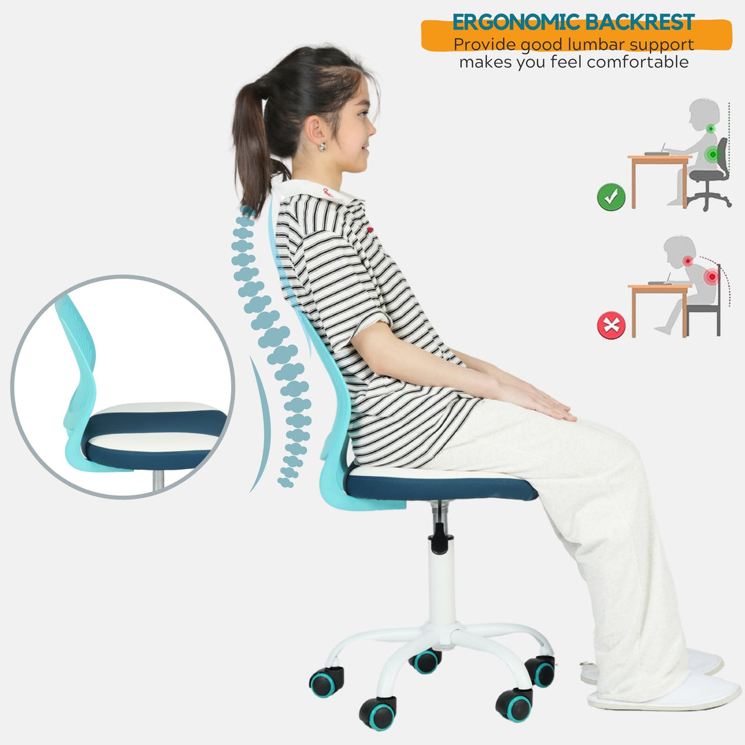 Carnation Ergonomic Study Chair, Faux Leather, Sleek white Frame