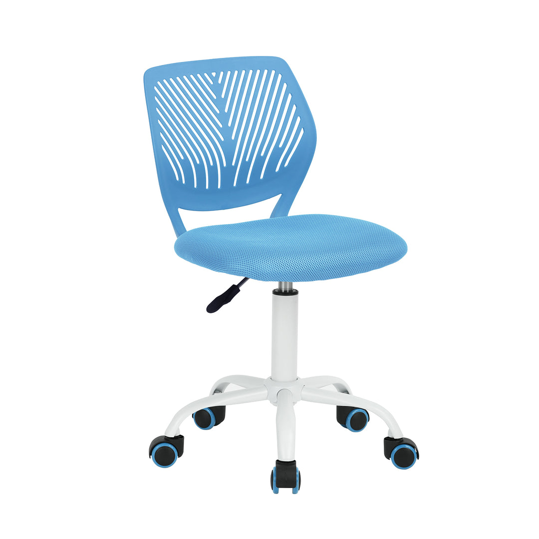 carnation ergonomic study chair - blue mesh fabric upholstery - PP backrest black metal legs modern style