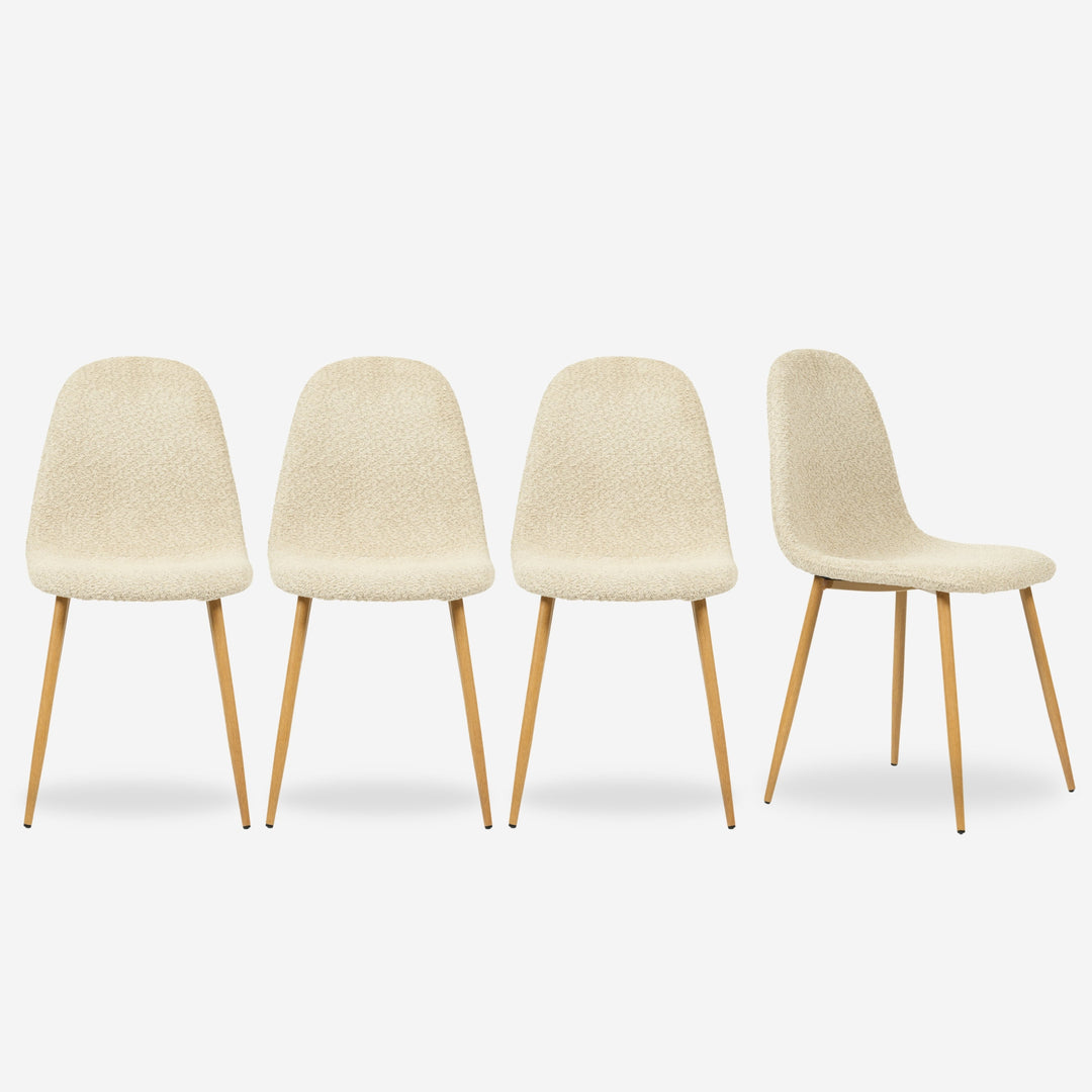 Charlton Cozy Beige Upholstered Dining Chair Set with Oak Legs - HOMY CASA