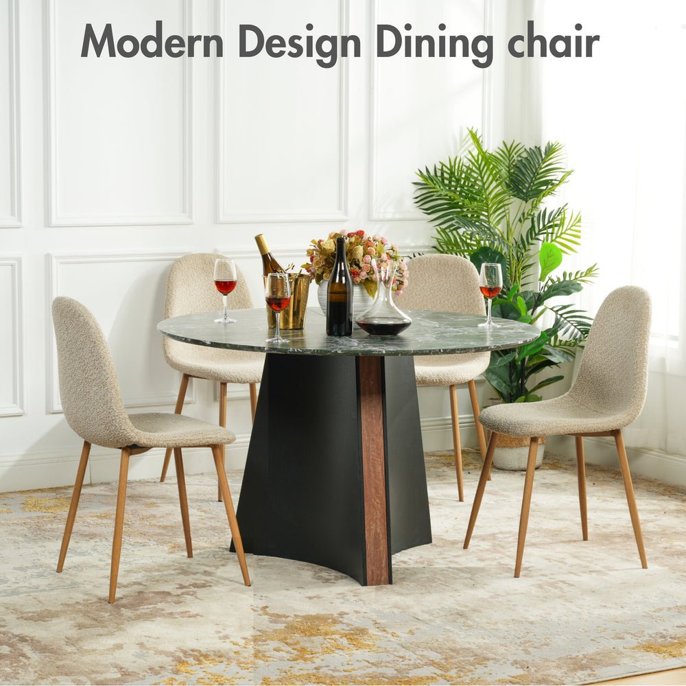 Charlton Cozy Beige Upholstered Dining Chair Set with Oak Legs - HOMY CASA