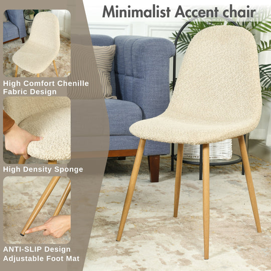 Charlton Cozy Beige Upholstered Dining Chair Set with Oak Legs - HOMY CASA