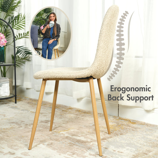 Charlton Cozy Beige Upholstered Dining Chair Set with Oak Legs - HOMY CASA
