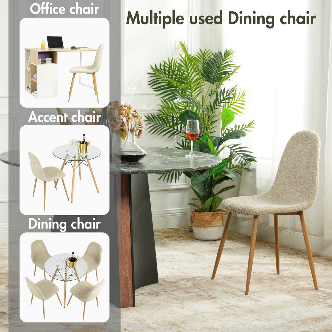 Charlton Cozy Beige Upholstered Dining Chair Set with Oak Legs - HOMY CASA