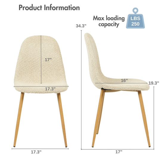 Charlton Cozy Beige Upholstered Dining Chair Set with Oak Legs - HOMY CASA