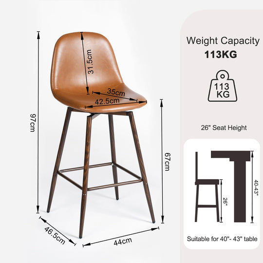 Charlton Modern Counter Bar Stools With Metal Legs-HOMY CASA