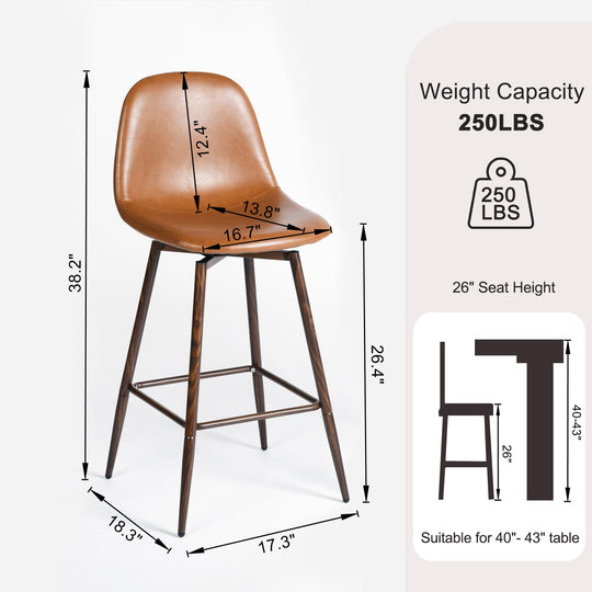 Charlton Modern Counter Bar Stools With Metal Legs-HOMY CASA
