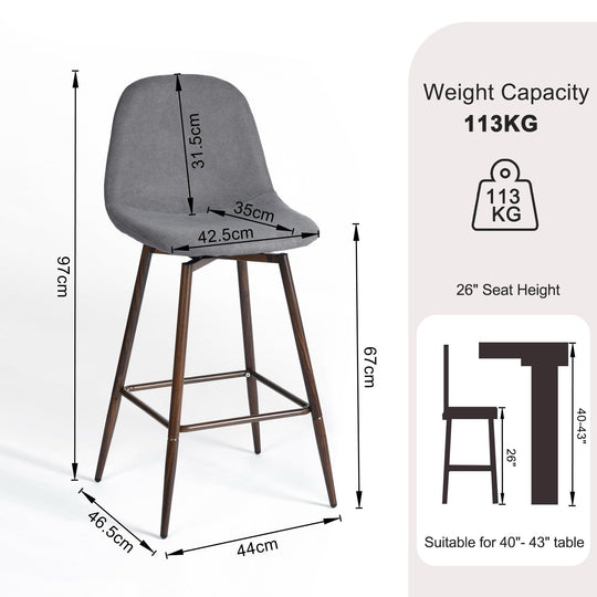 Charlton Modern Counter Bar Stools With Metal Legs-HOMY CASA