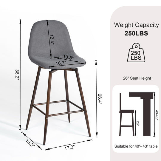 Charlton Modern Counter Bar Stools With Metal Legs-HOMY CASA