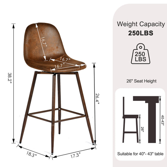 Charlton Modern Counter Bar Stools With Metal Legs-HOMY CASA