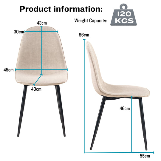 Charlton Stylish Tweed fabric Modern Dining Chairs-HOMY CASA