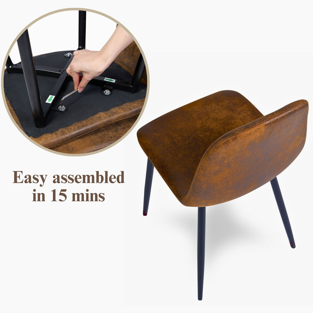 Charlton Suede brown Upholstered Dining Chair for Living Room Kitchen Dining Room- HOMY CASA