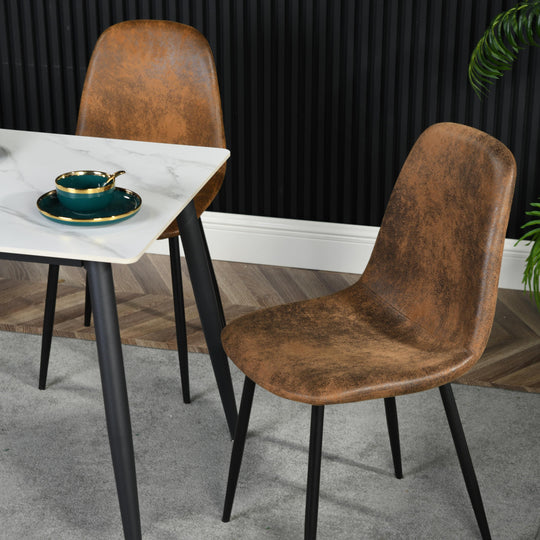 Charlton Suede brown Upholstered Dining Chair for Living Room Kitchen Dining Room- HOMY CASA