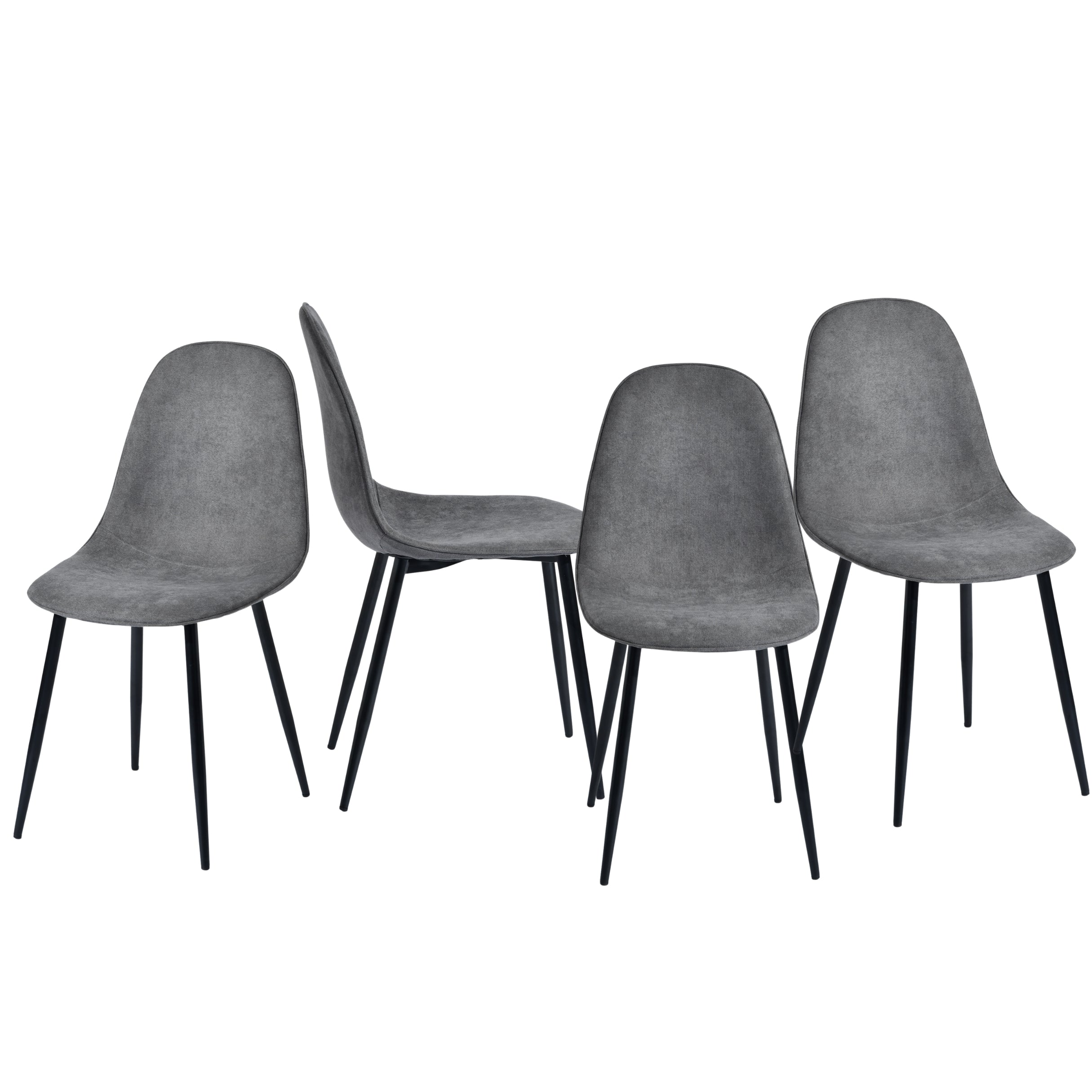 Charlton Mid-Century Modern Fabric Dining Chairs with Walnut Painting legs (Set of 4)-HOMY CASA