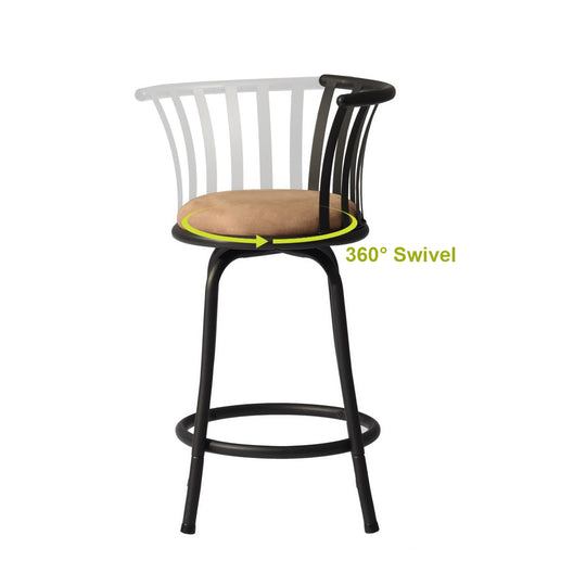 Pistil 24/29 inch Swivel Suede brown upholstery Bar Stool -Homy Casa