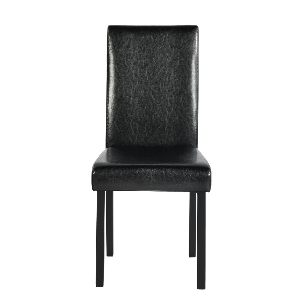 Black PU leather dining chair with wooden legs, modern and stylish for dining rooms, set of 4.