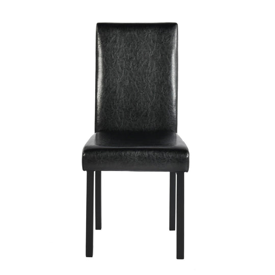 Black PU leather dining chair with wooden legs, modern and stylish for dining rooms, set of 4.