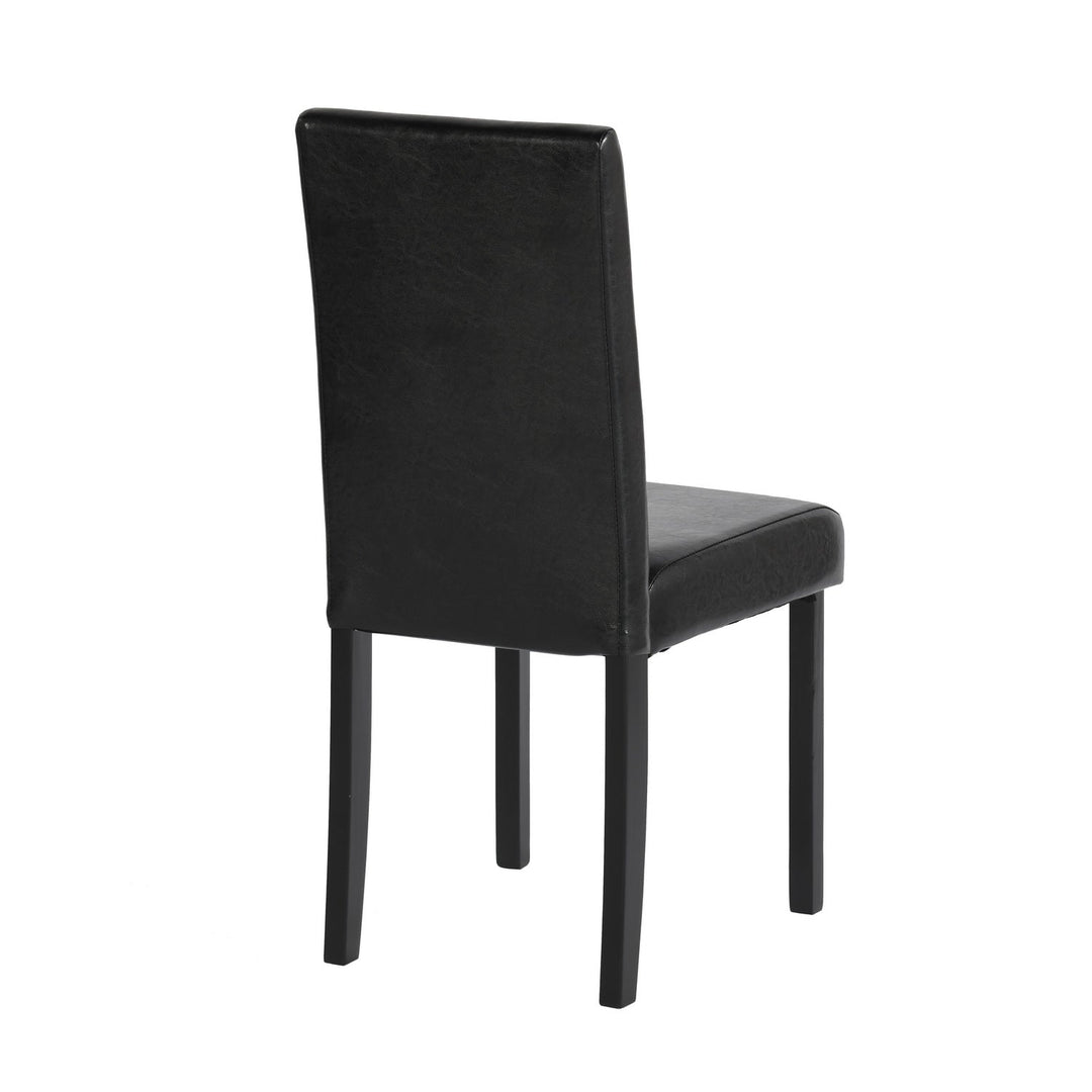 Suede black dining chair with wooden legs, featuring button-tufted upholstery, set of 4.