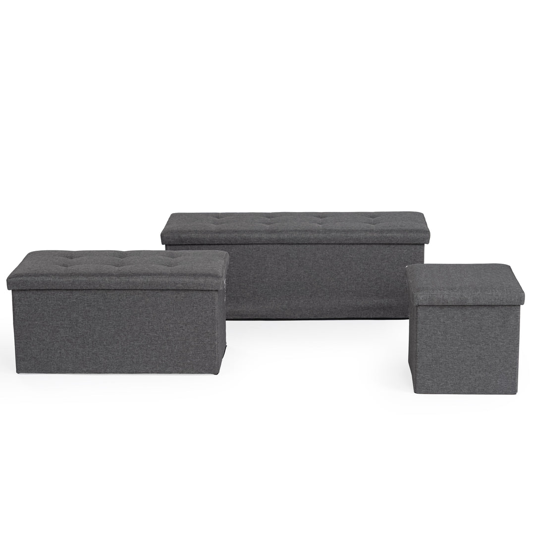 grey folding ottoman with storage-versatile design for seating or organizing essentials in any room