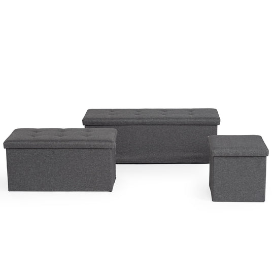 grey folding ottoman with storage-versatile design for seating or organizing essentials in any room