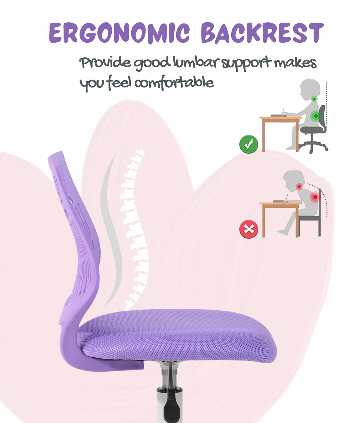 Favorsa Ergonomic Study Chair, Adjustable, Skeleton Backrest