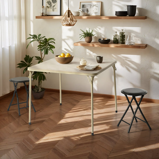 Fern Folding Black Table for Dining and Work, Space-Saving
