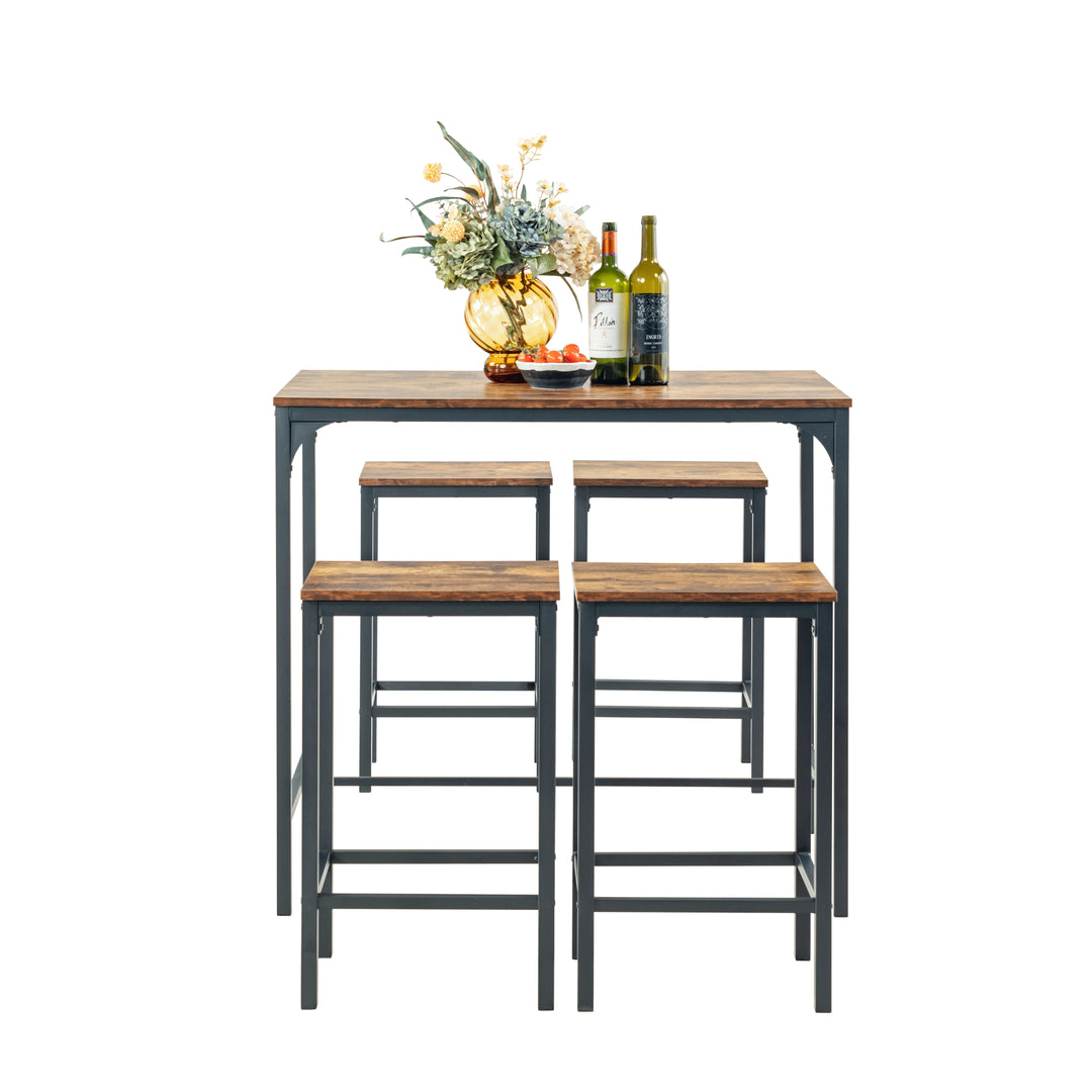 Feynman Rustic Industrial Counter dining Set with Bar Stools, Perfect for Kitchen and Entertaining-HOMY CASA