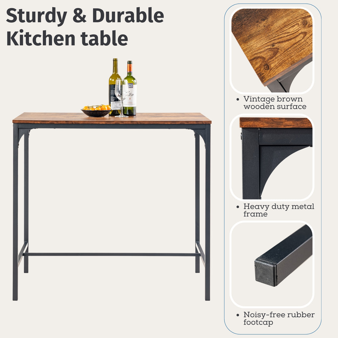 Feynman Rustic Industrial Counter dining Set with Bar Stools, Perfect for Kitchen and Entertaining-HOMY CASA