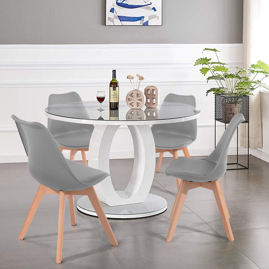 HomyCasa Set of 4 Ergonomic Backrest Upholstered Dining Chair FRANKFURT - HomyCasa