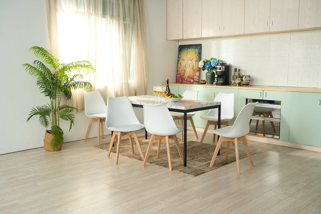HomyCasa Set of 6 Ergonomic Backrest Upholstered Dining Chair FRANKFURT - HomyCasa